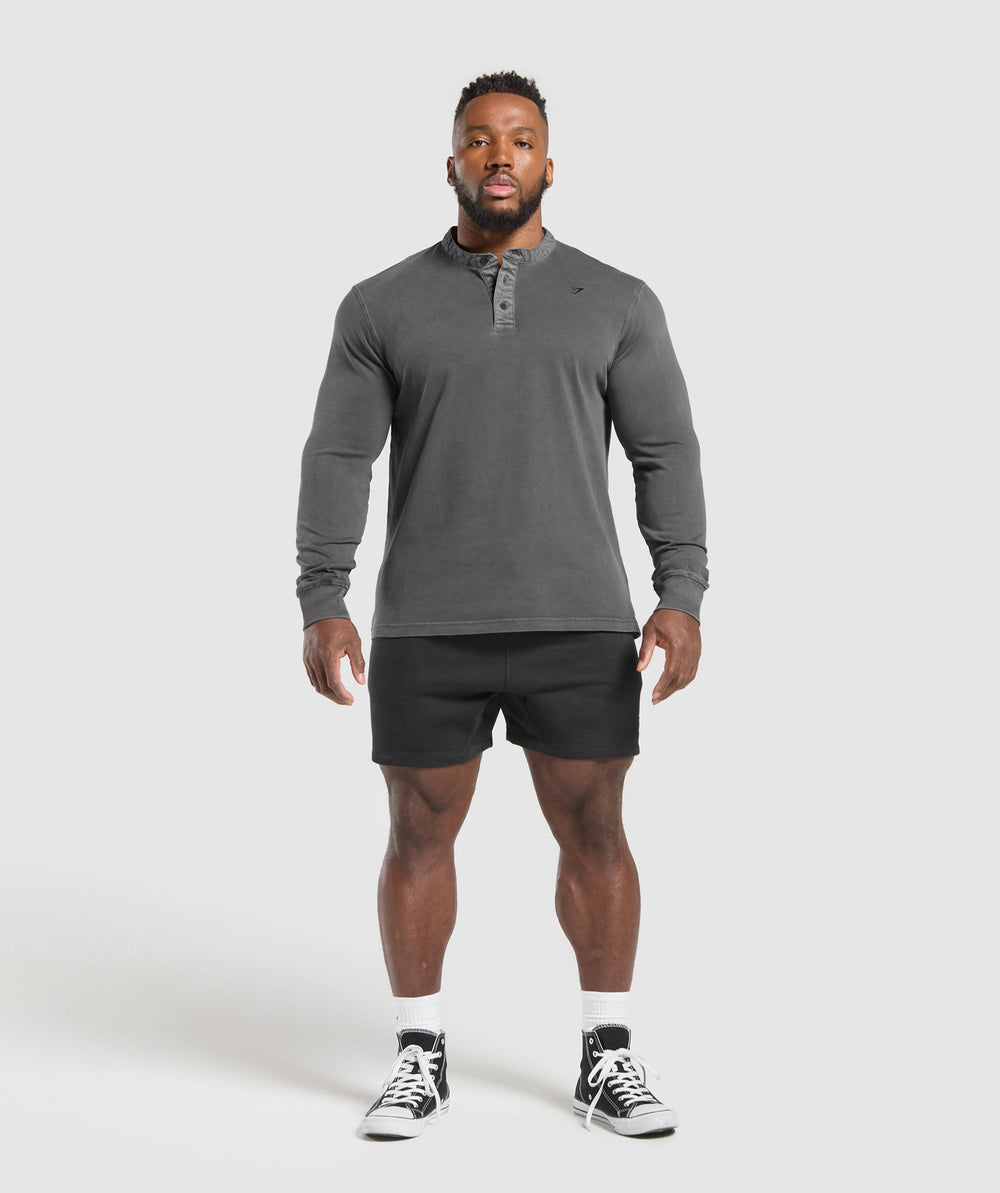 Heavyweight Woven Collar Henley Black