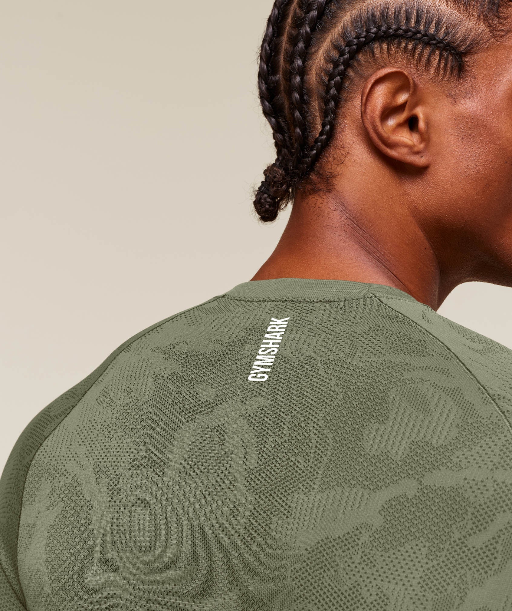 Geo Seamless Long Sleeve T-Shirt Core Olive/Deep Olive Green