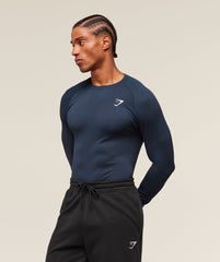 Geo Seamless Long Sleeve T-Shirt Navy/Heavy Blue