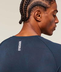 Geo Seamless Long Sleeve T-Shirt Navy/Heavy Blue