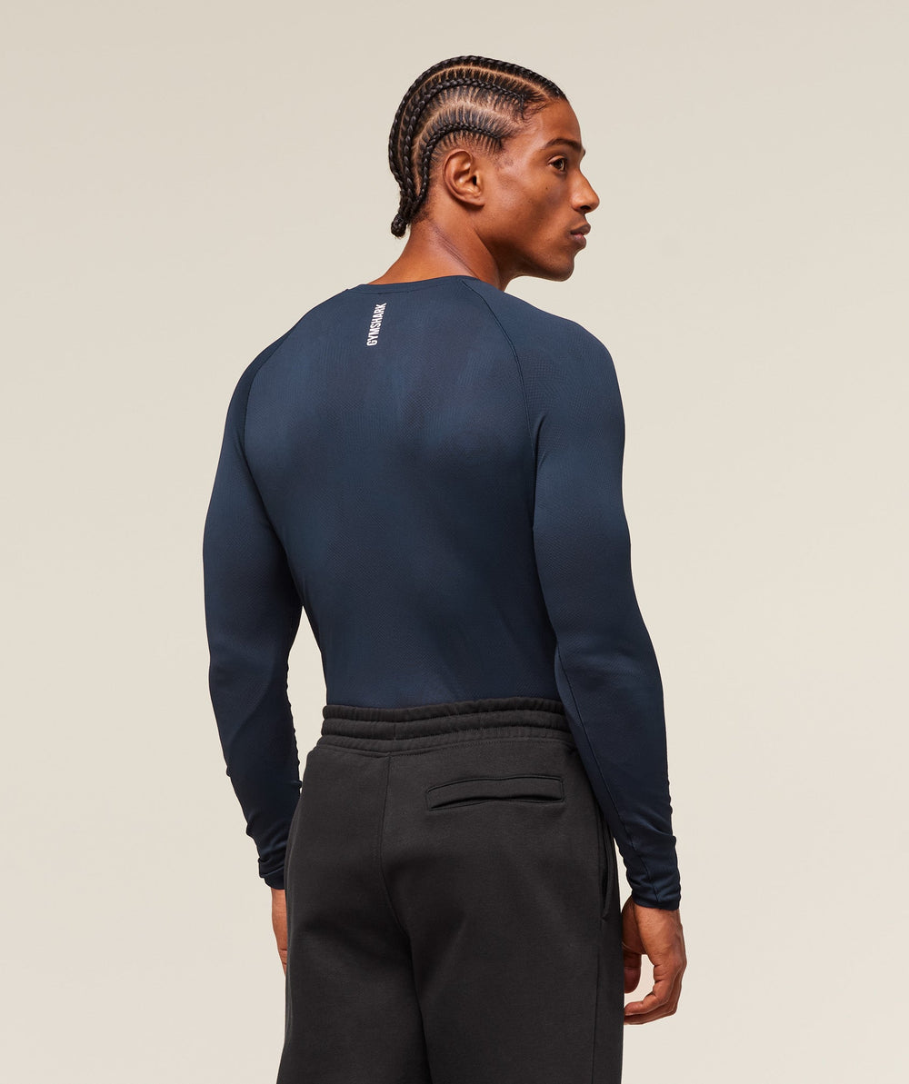 Geo Seamless Long Sleeve T-Shirt Navy/Heavy Blue