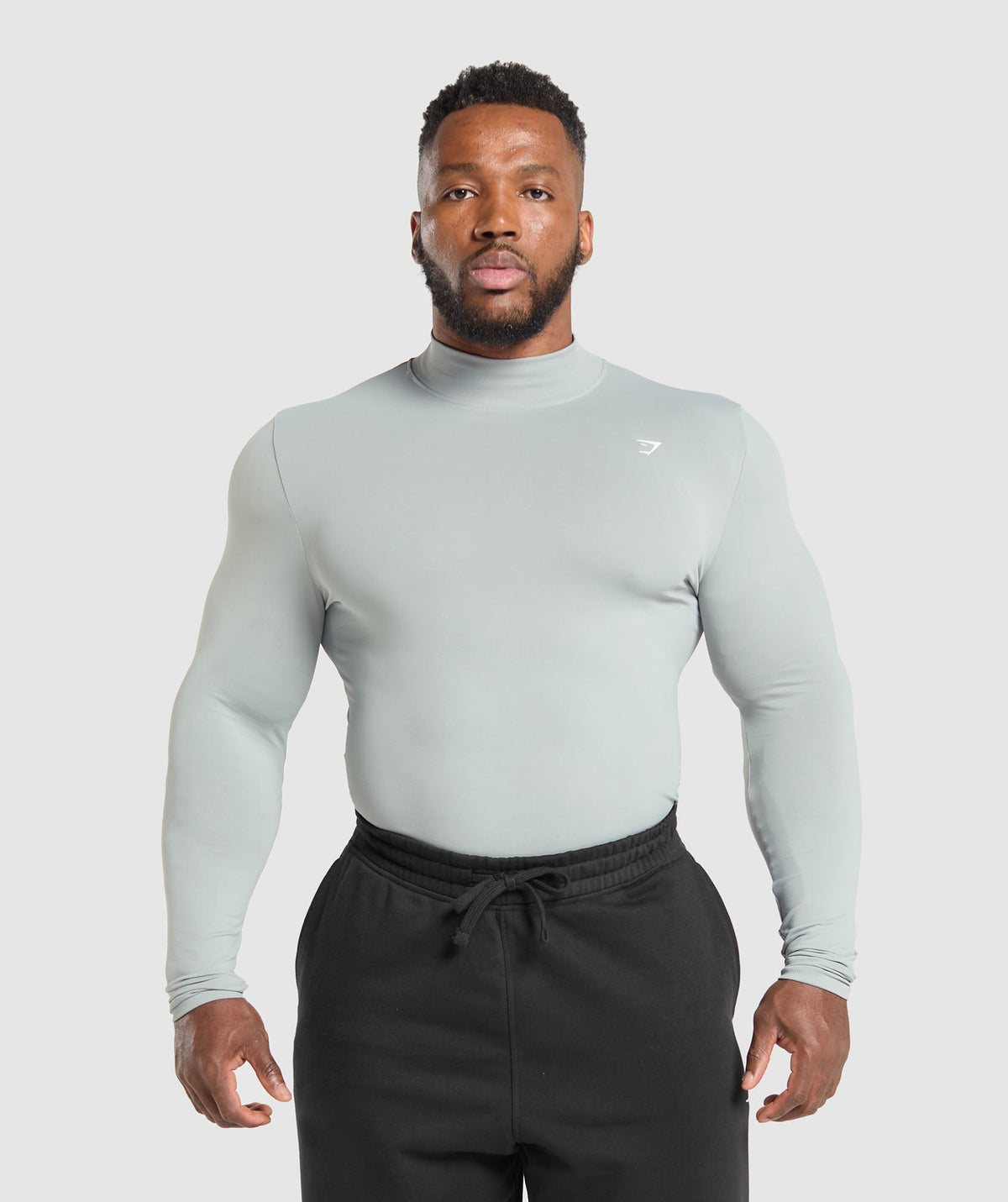 Everyday Seamless Mock Long Sleeve T-Shirt Silver Grey