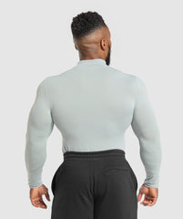 Everyday Seamless Mock Long Sleeve T-Shirt Silver Grey