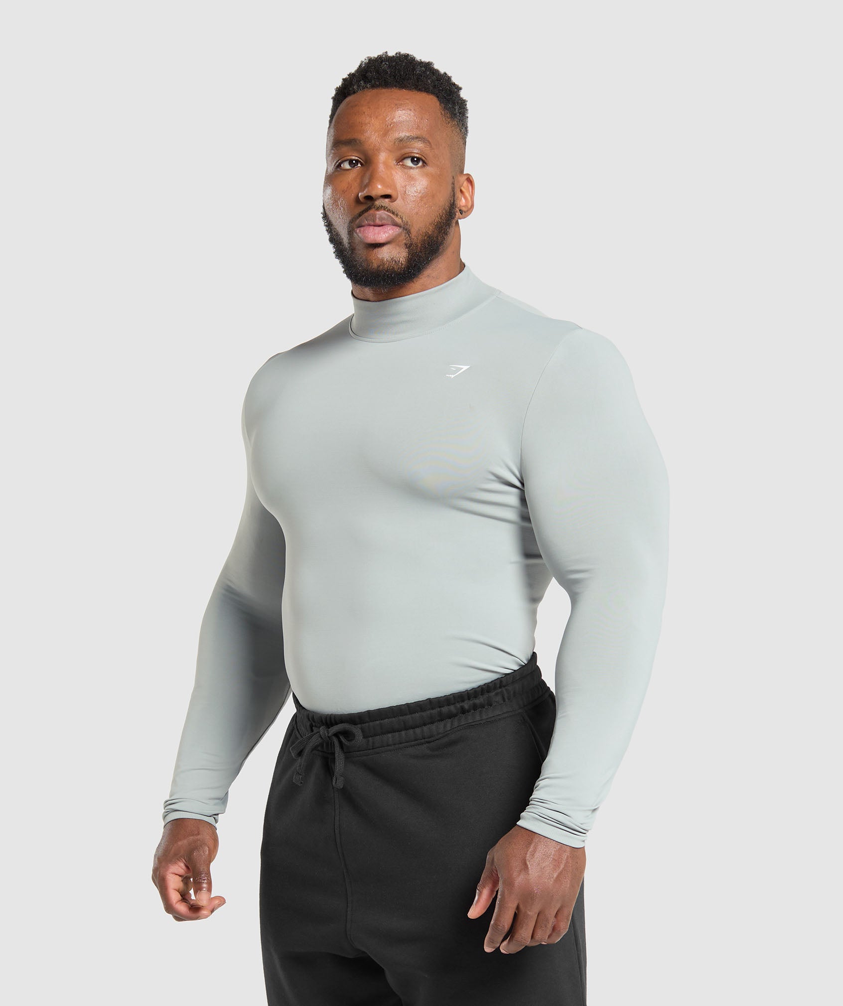 Everyday Seamless Mock Long Sleeve T-Shirt Silver Grey
