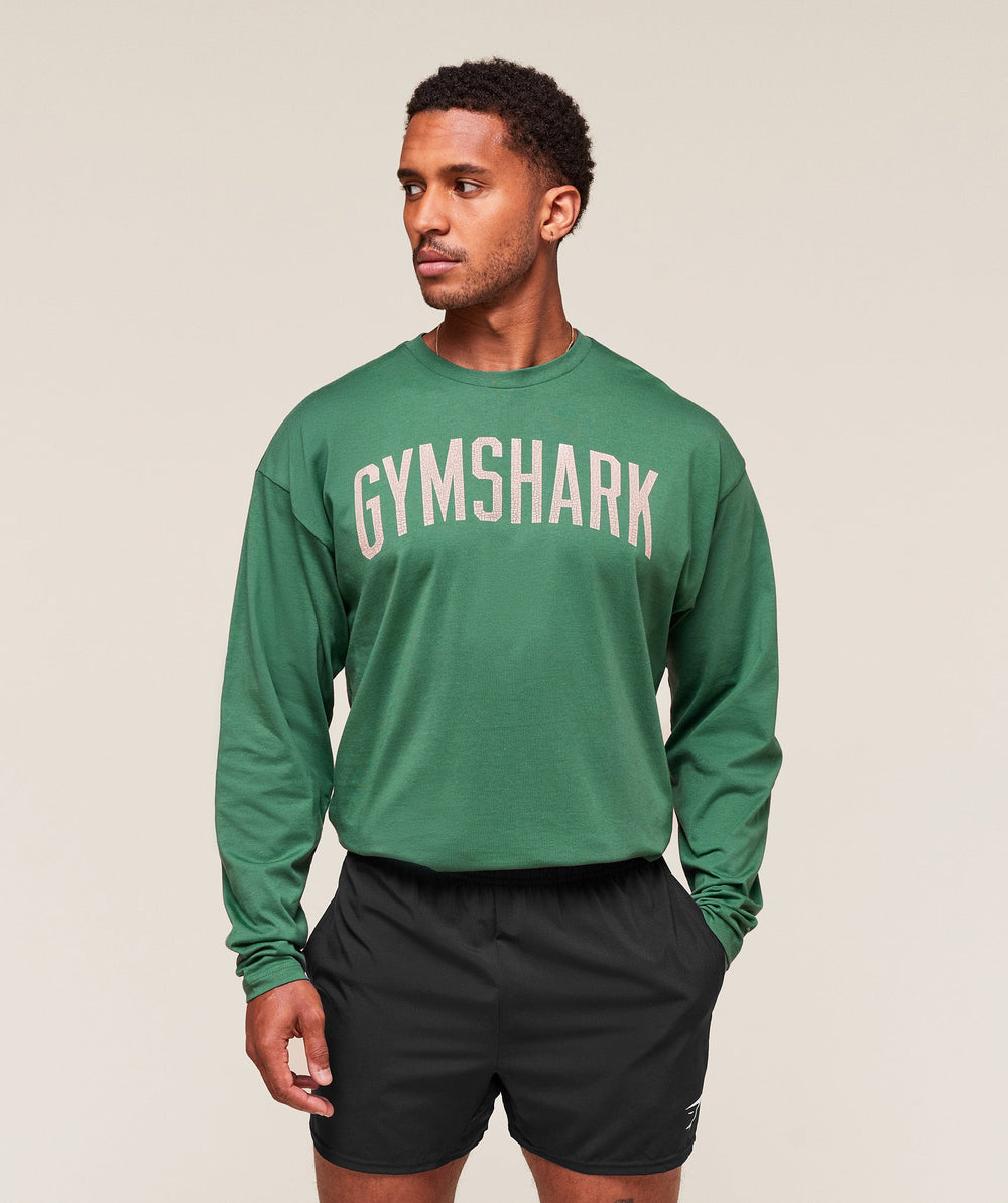 Worn Graphic Long Sleeve T-Shirt Lift Green