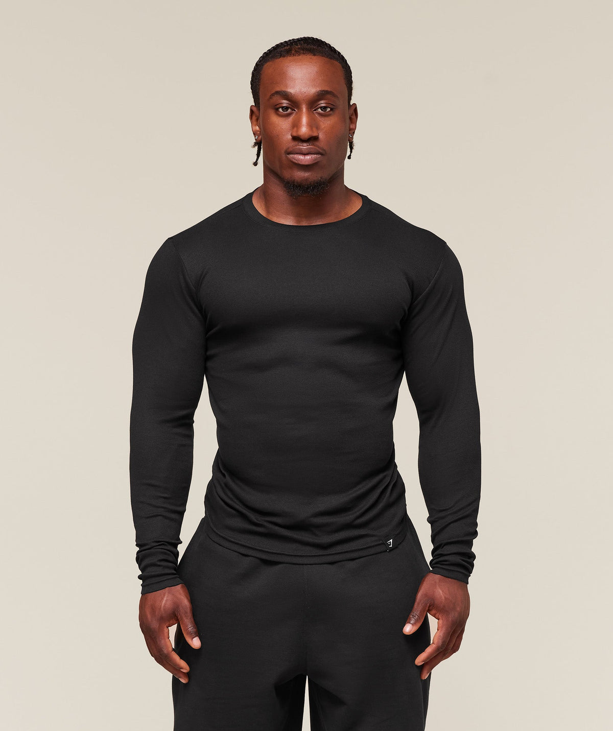 Ribbed Long Sleeve T-Shirt Black
