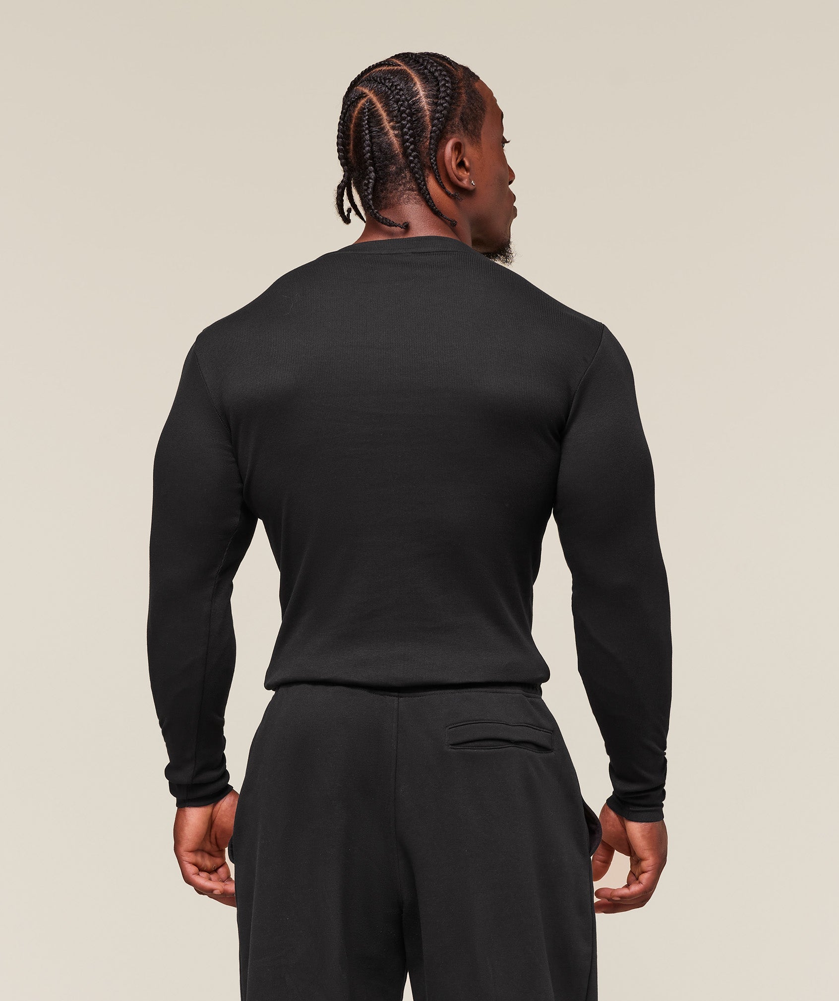 Ribbed Long Sleeve T-Shirt Black