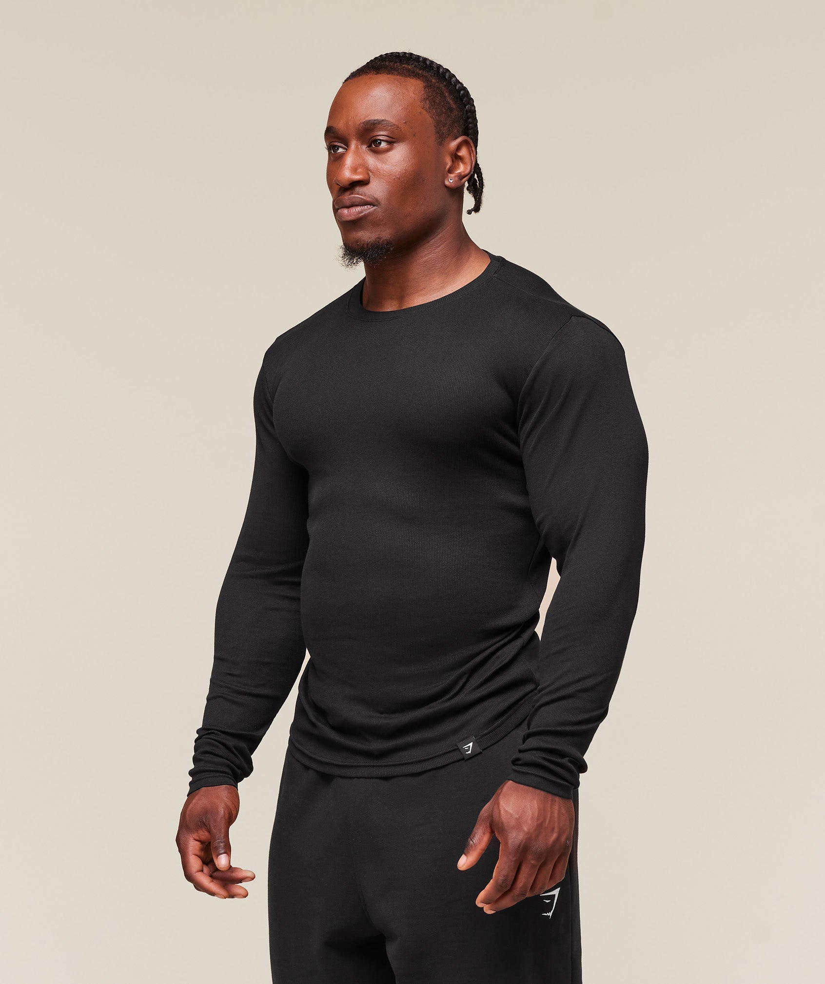 Ribbed Long Sleeve T-Shirt Black