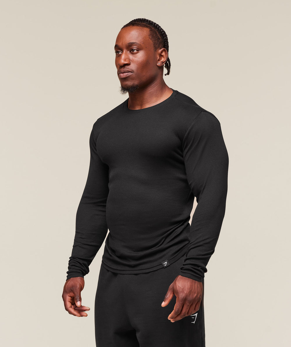 Ribbed Long Sleeve T-Shirt Black