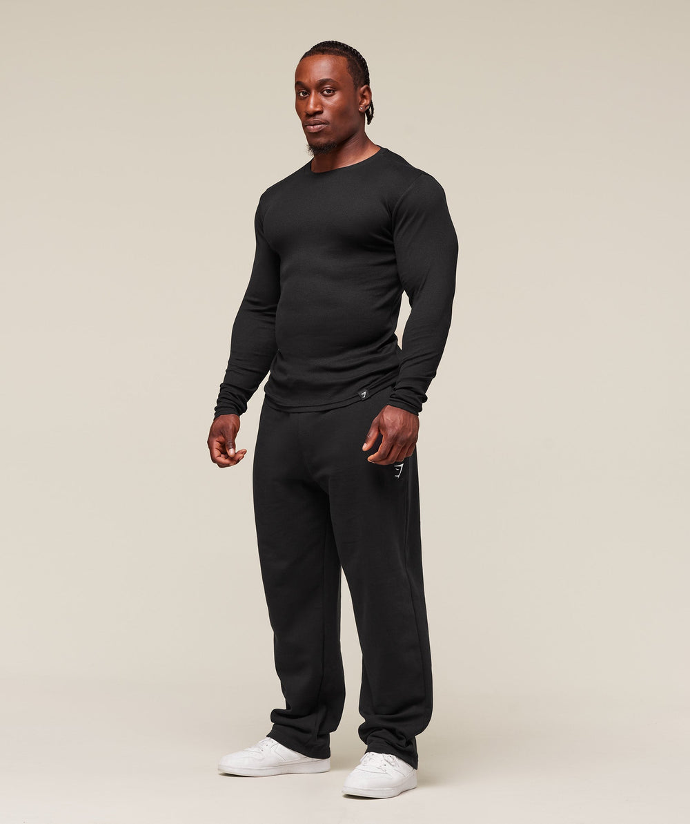 Ribbed Long Sleeve T-Shirt Black