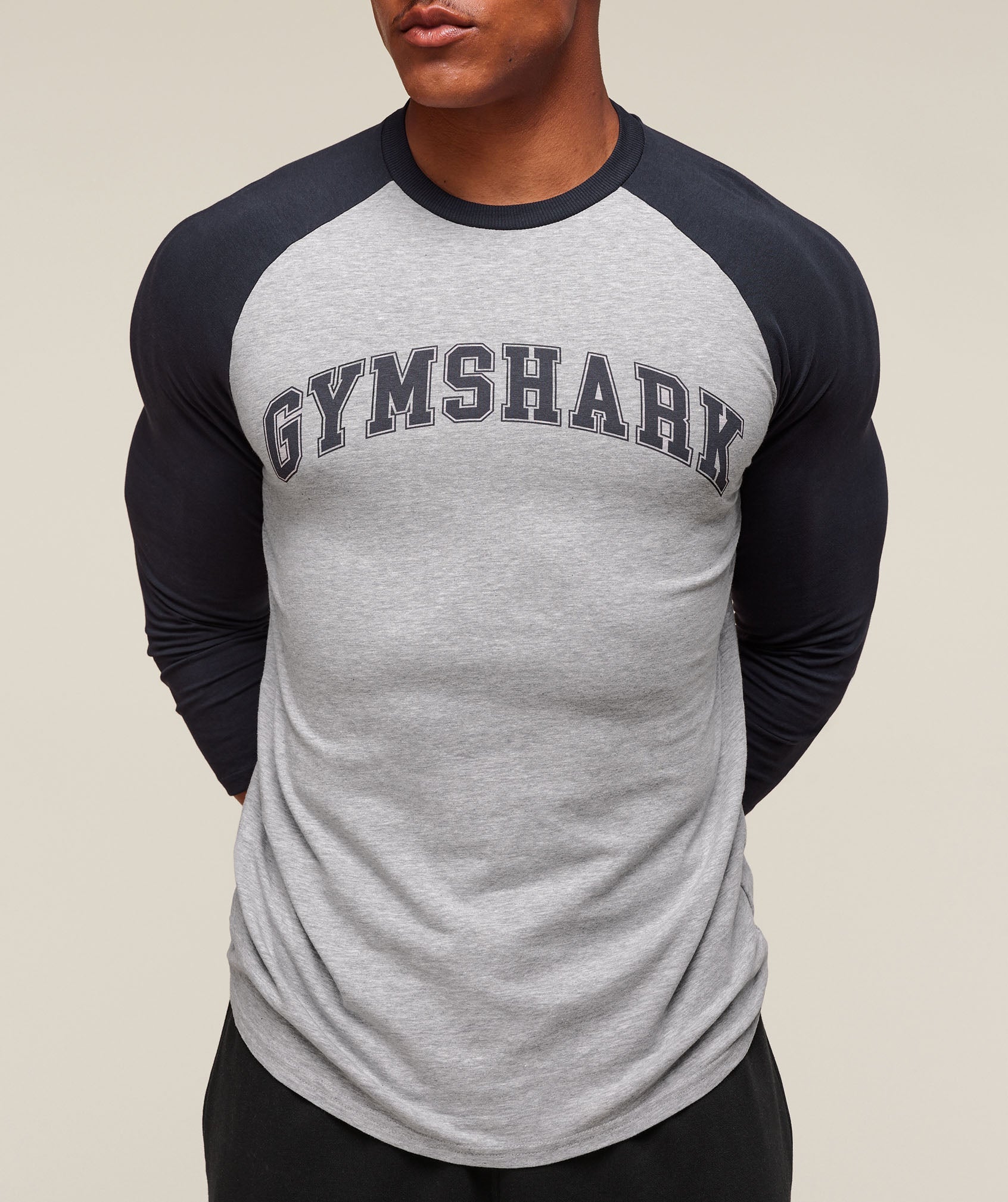 GSLC Raglan 3/4 Sleeve T-Shirt Light Grey Core Marl/Heavy Blue