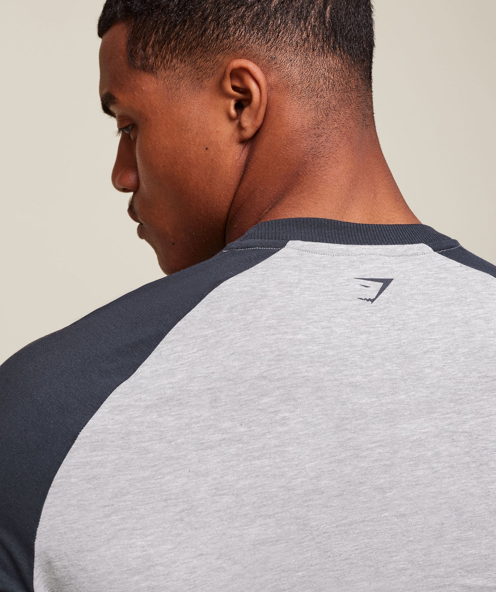 GSLC Raglan 3/4 Sleeve T-Shirt Light Grey Core Marl/Heavy Blue