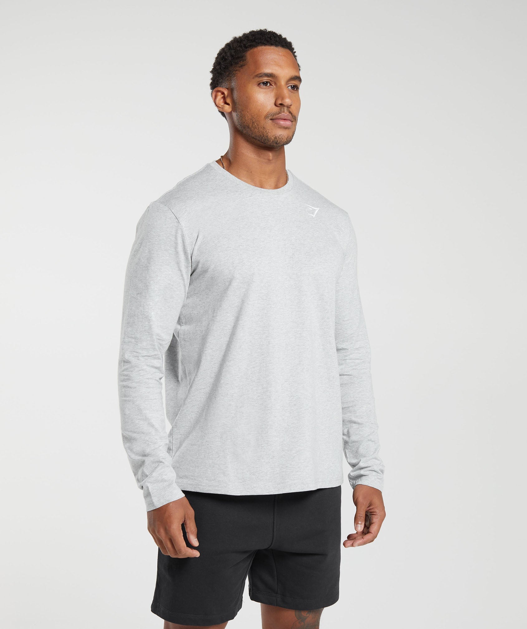Crest Long Sleeve T-Shirt Light Grey Marl