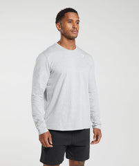 Crest Long Sleeve T-Shirt Light Grey Marl