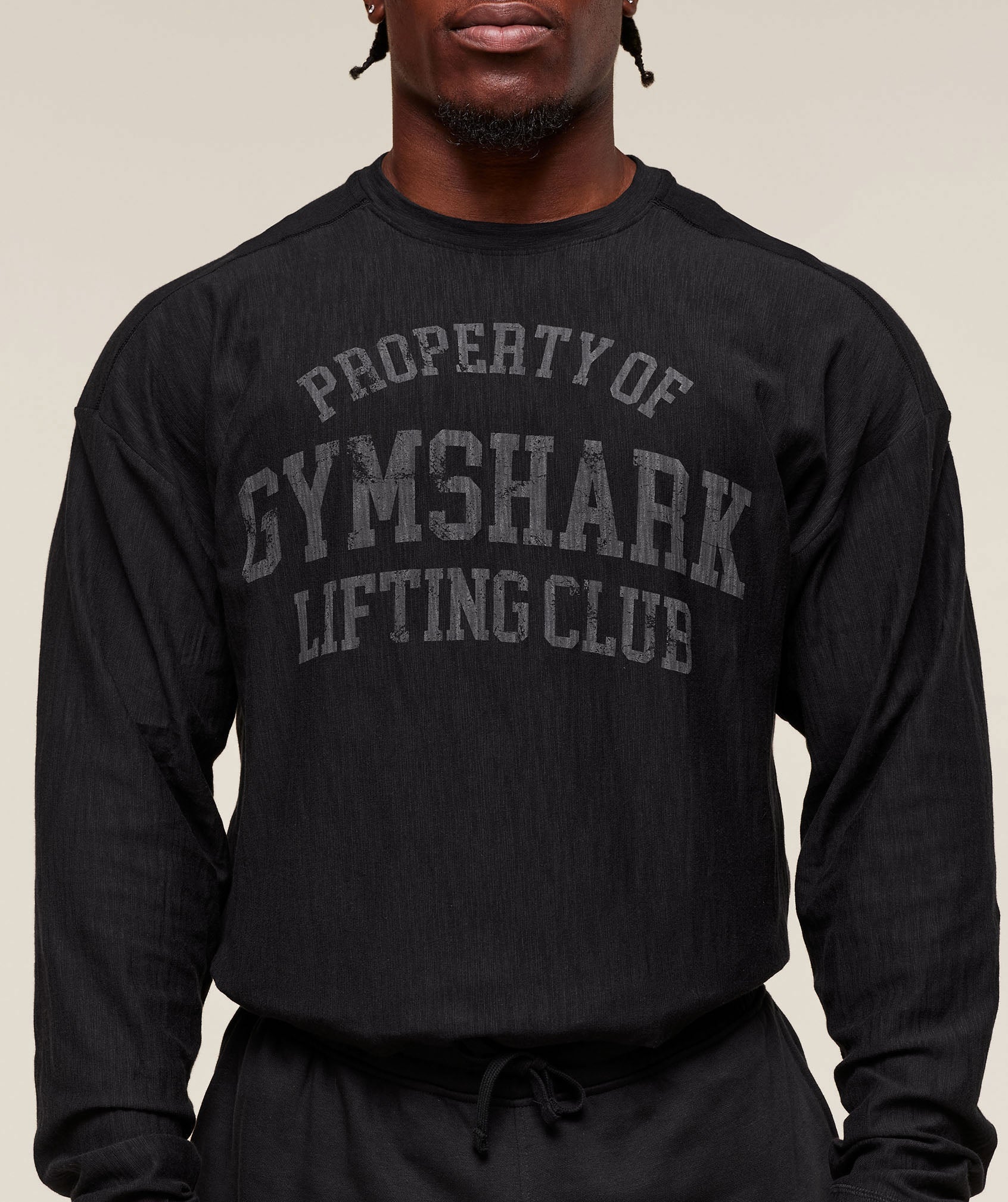 Lightweight Slub Textured Long Sleeve T-Shirt Black