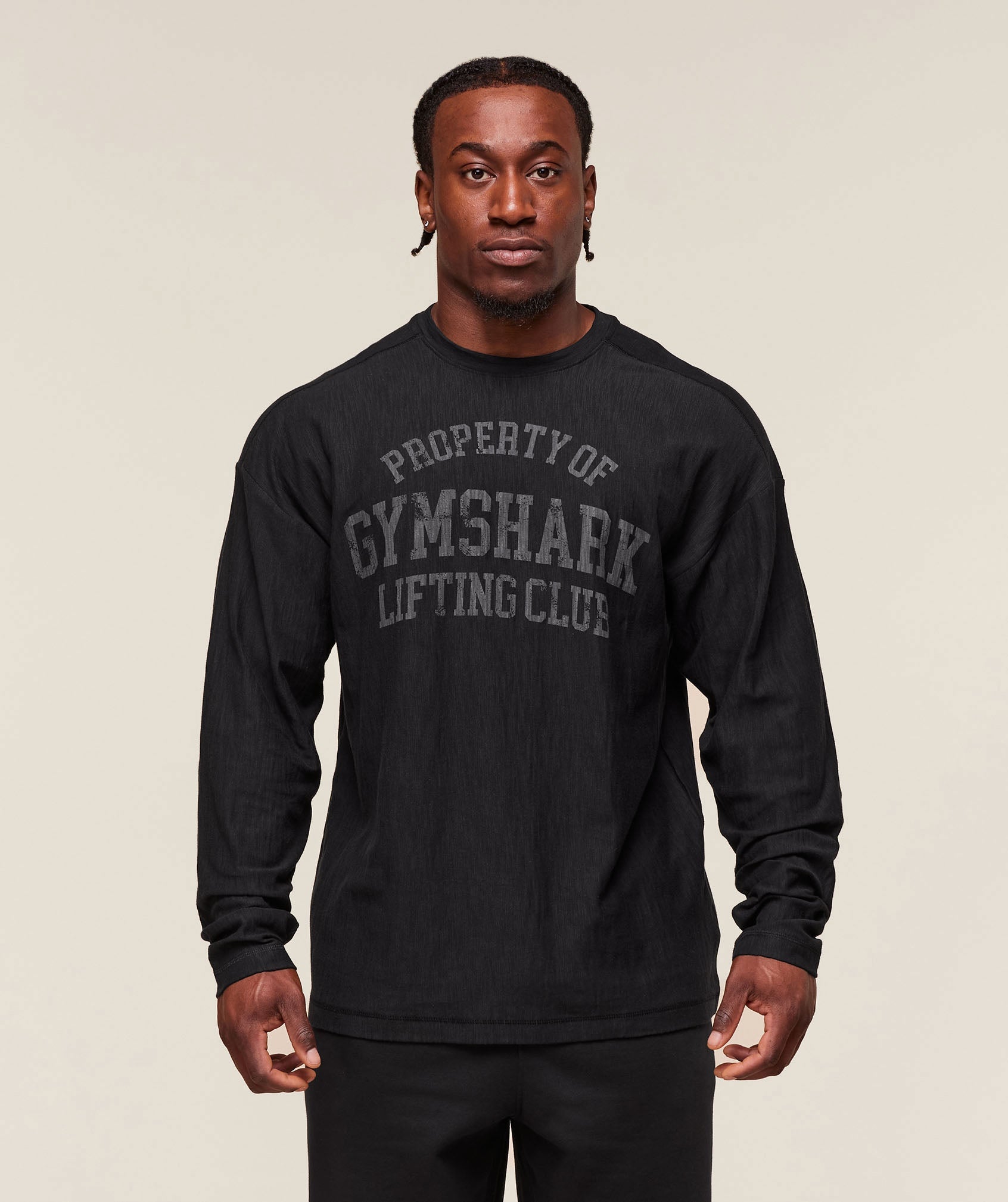 Lightweight Slub Textured Long Sleeve T-Shirt Black