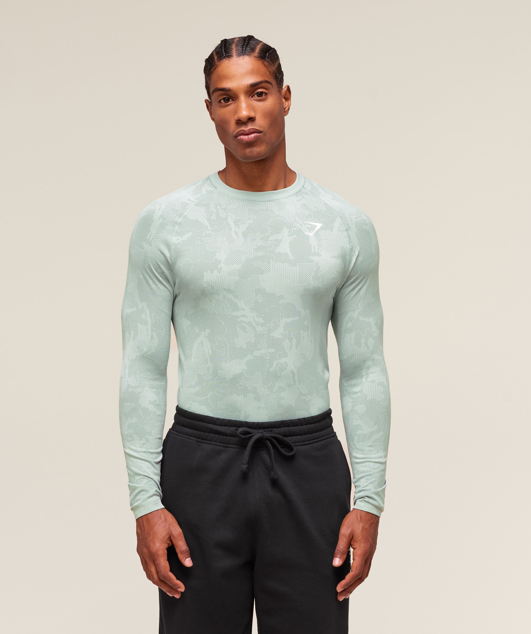 Geo Seamless Long Sleeve T-Shirt Morning Blue/Celeste Blue