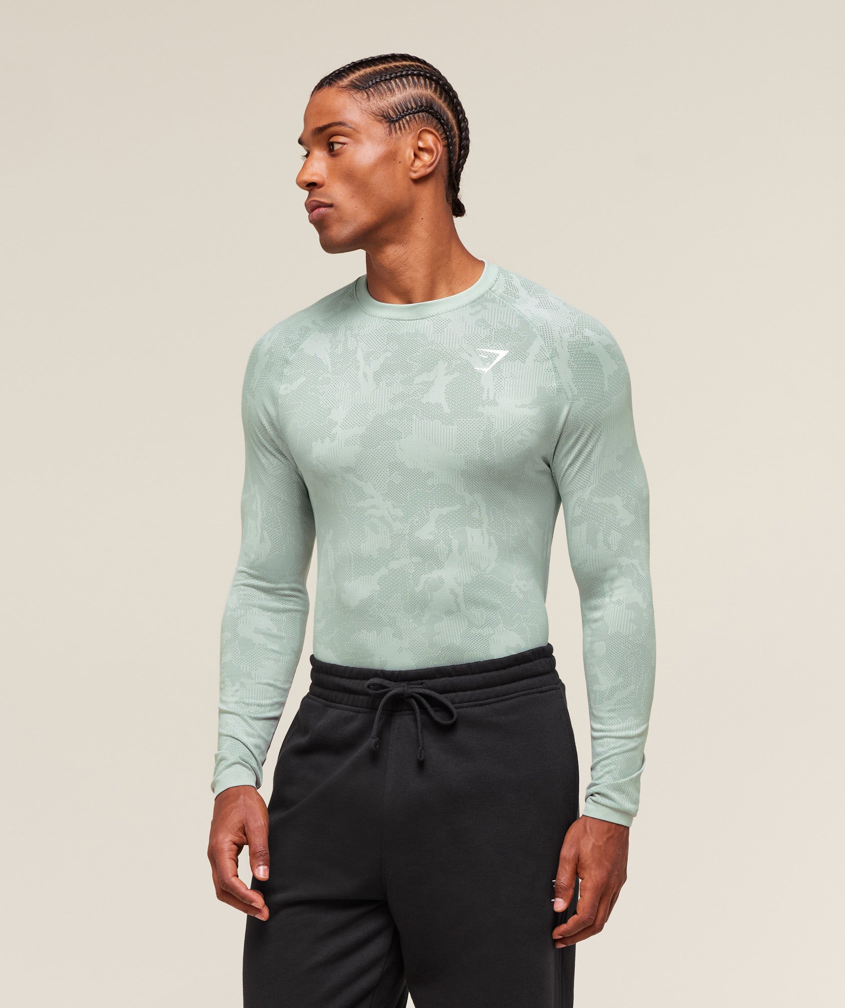 Geo Seamless Long Sleeve T-Shirt Morning Blue/Celeste Blue