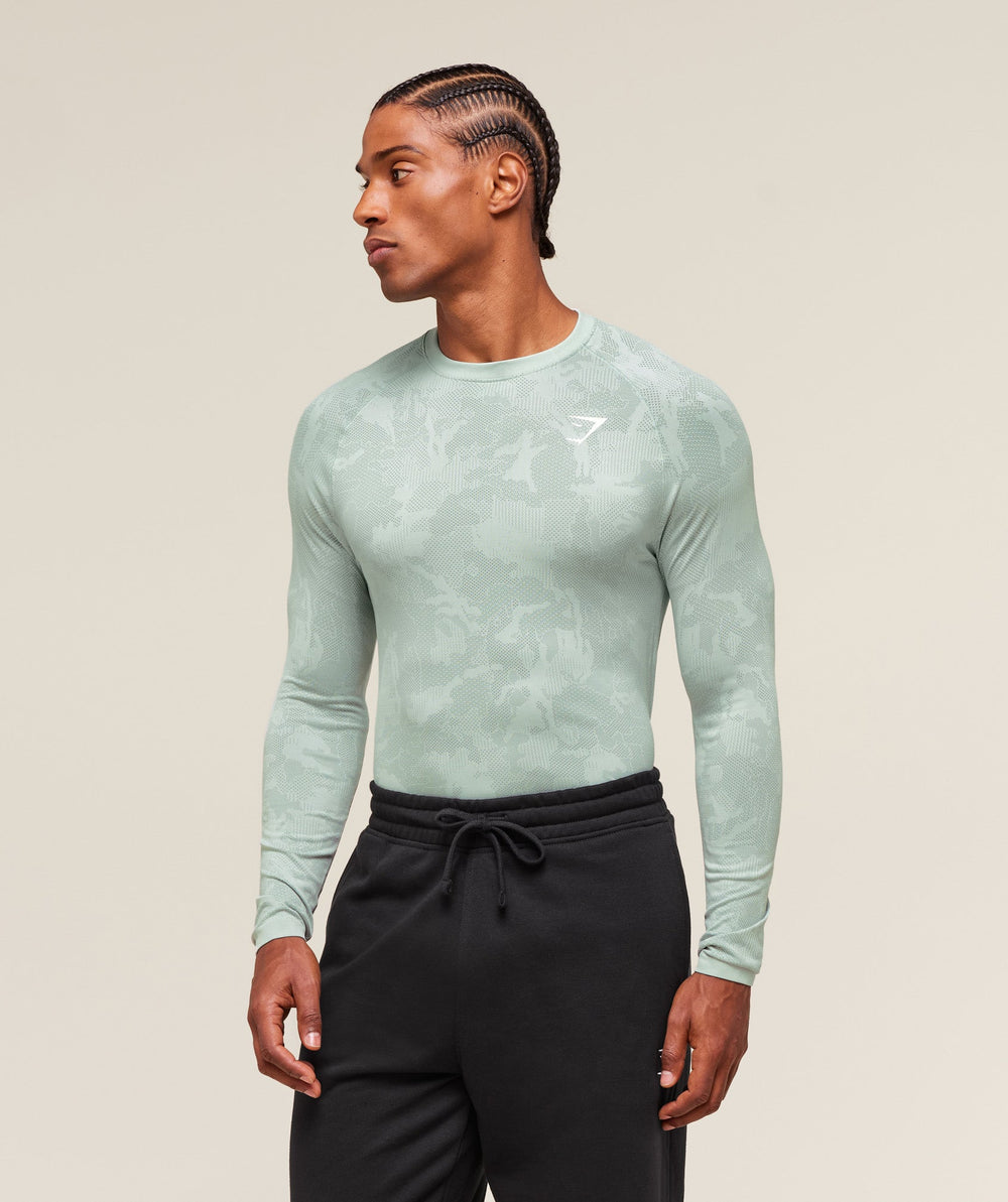 Geo Seamless Long Sleeve T-Shirt Morning Blue/Celeste Blue