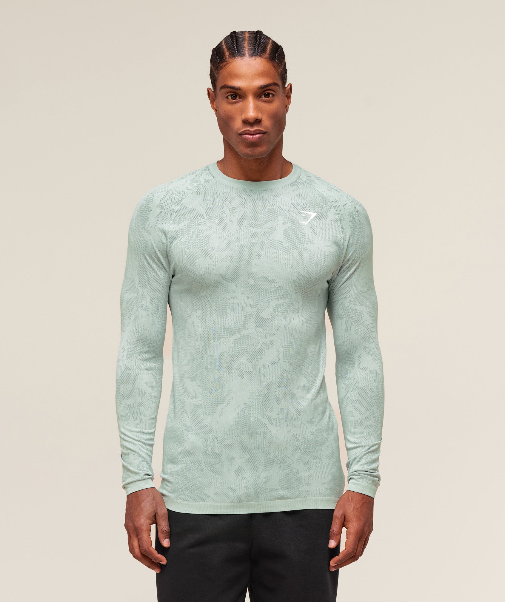 Geo Seamless Long Sleeve T-Shirt Morning Blue/Celeste Blue