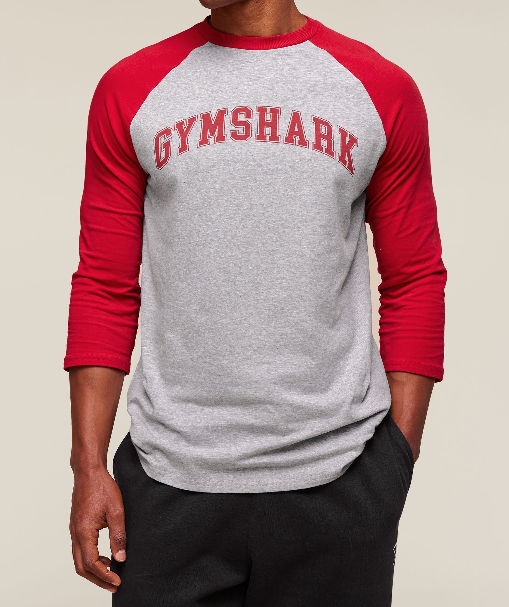 GSLC Raglan 3/4 Sleeve T-Shirt Light Grey Core Marl/Conditioning Red