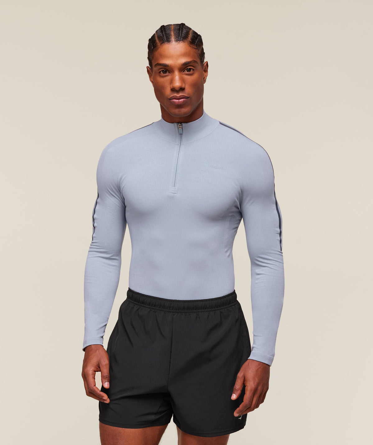 everywear Warp Knit 1/4 Zip Pale Blue