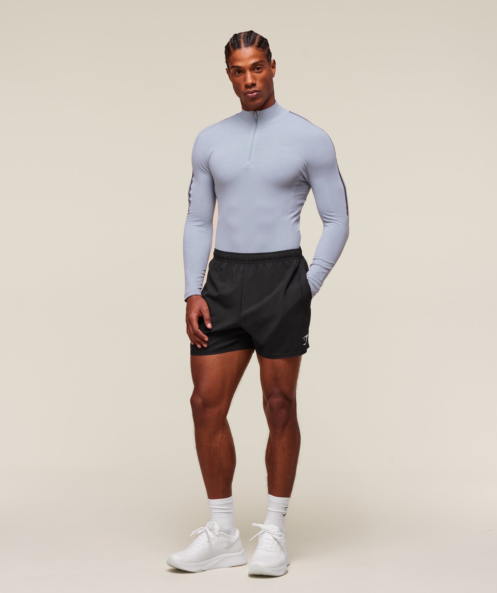 everywear Warp Knit 1/4 Zip Pale Blue