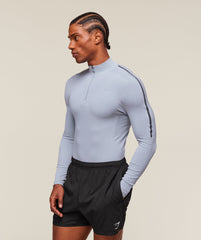 everywear Warp Knit 1/4 Zip Pale Blue