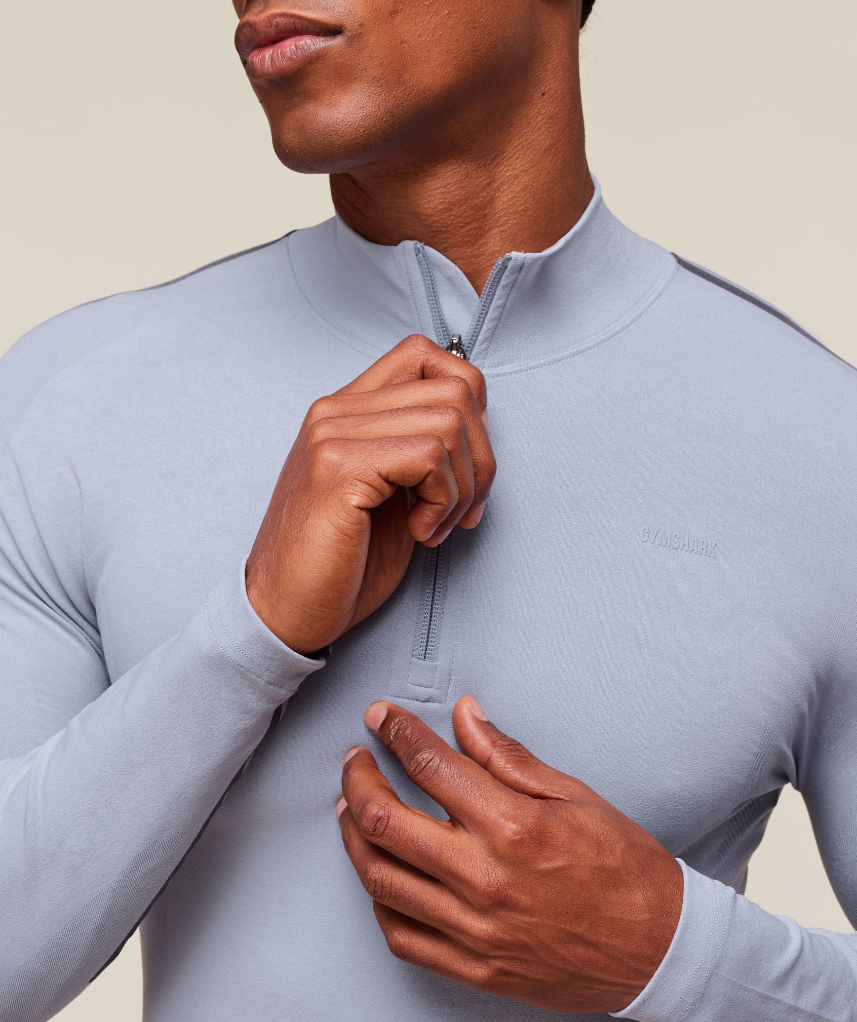 everywear Warp Knit 1/4 Zip Pale Blue