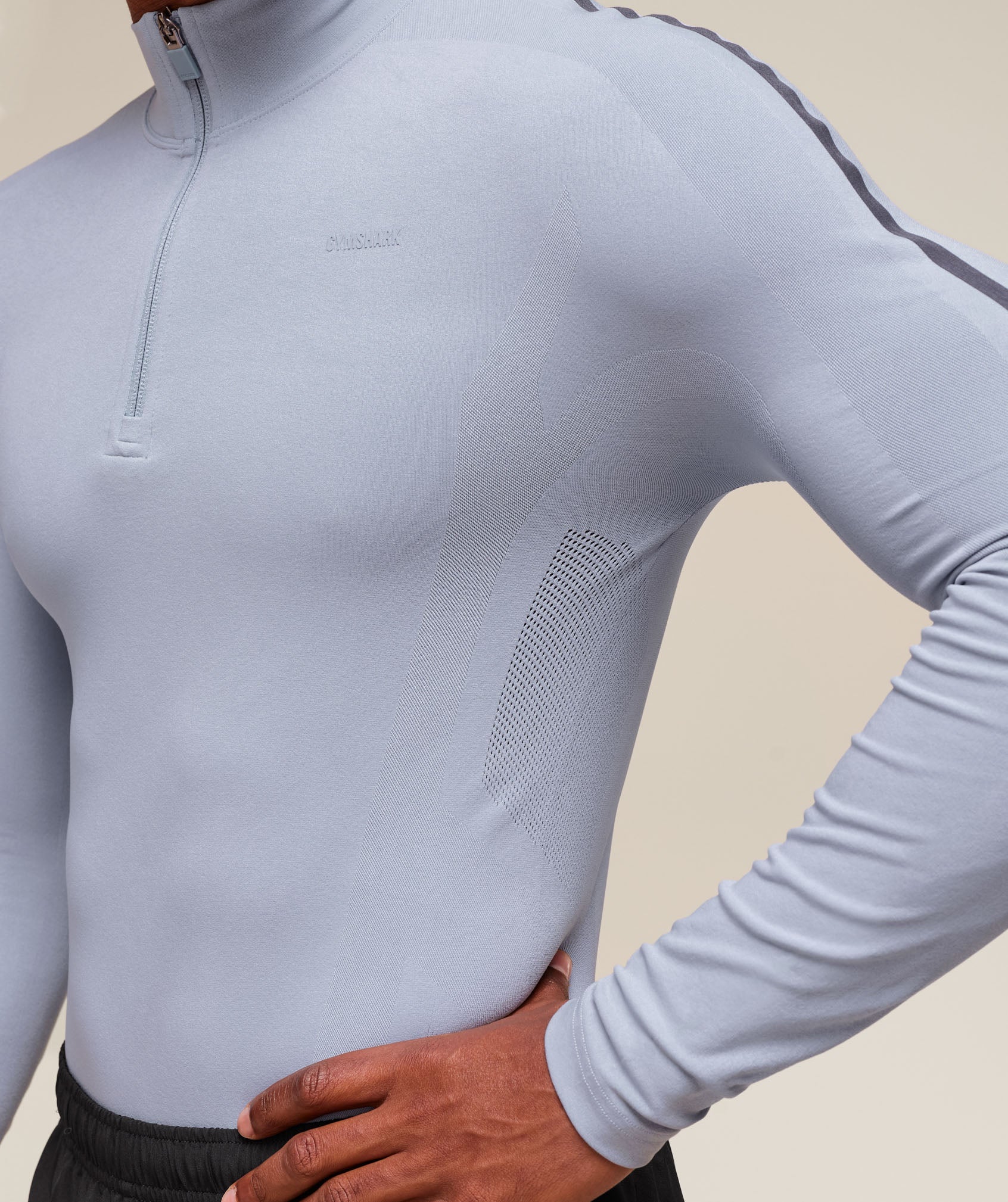 everywear Warp Knit 1/4 Zip Pale Blue