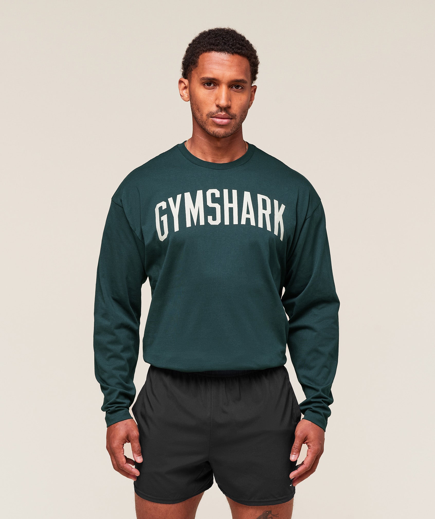 Worn Graphic Long Sleeve T-Shirt Deep Petrol Blue