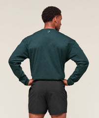 Worn Graphic Long Sleeve T-Shirt Deep Petrol Blue