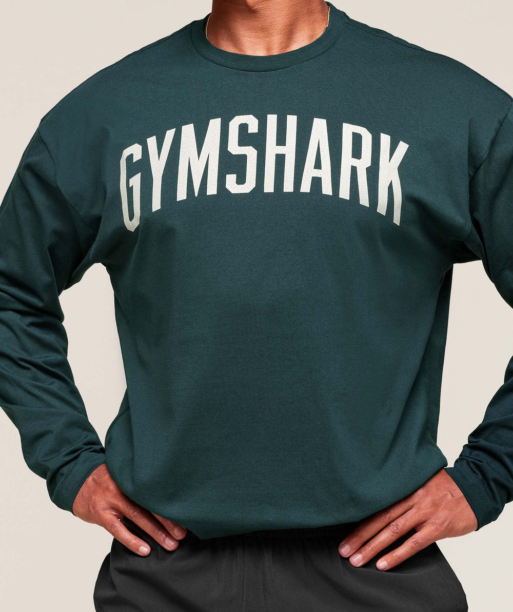 Worn Graphic Long Sleeve T-Shirt Deep Petrol Blue