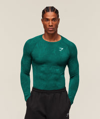 Geo Seamless Long Sleeve T-Shirt Motivate Teal/Strong Teal