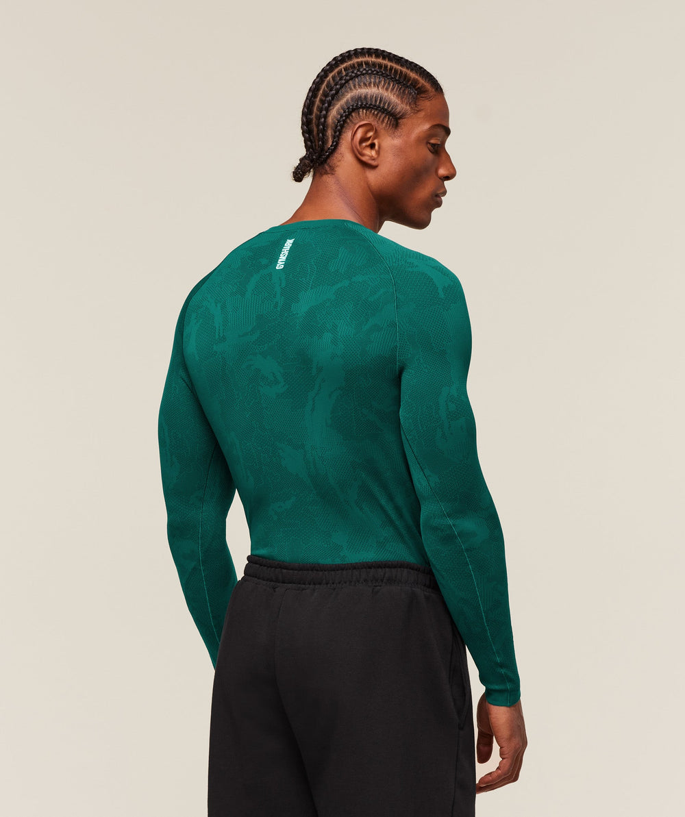 Geo Seamless Long Sleeve T-Shirt Motivate Teal/Strong Teal