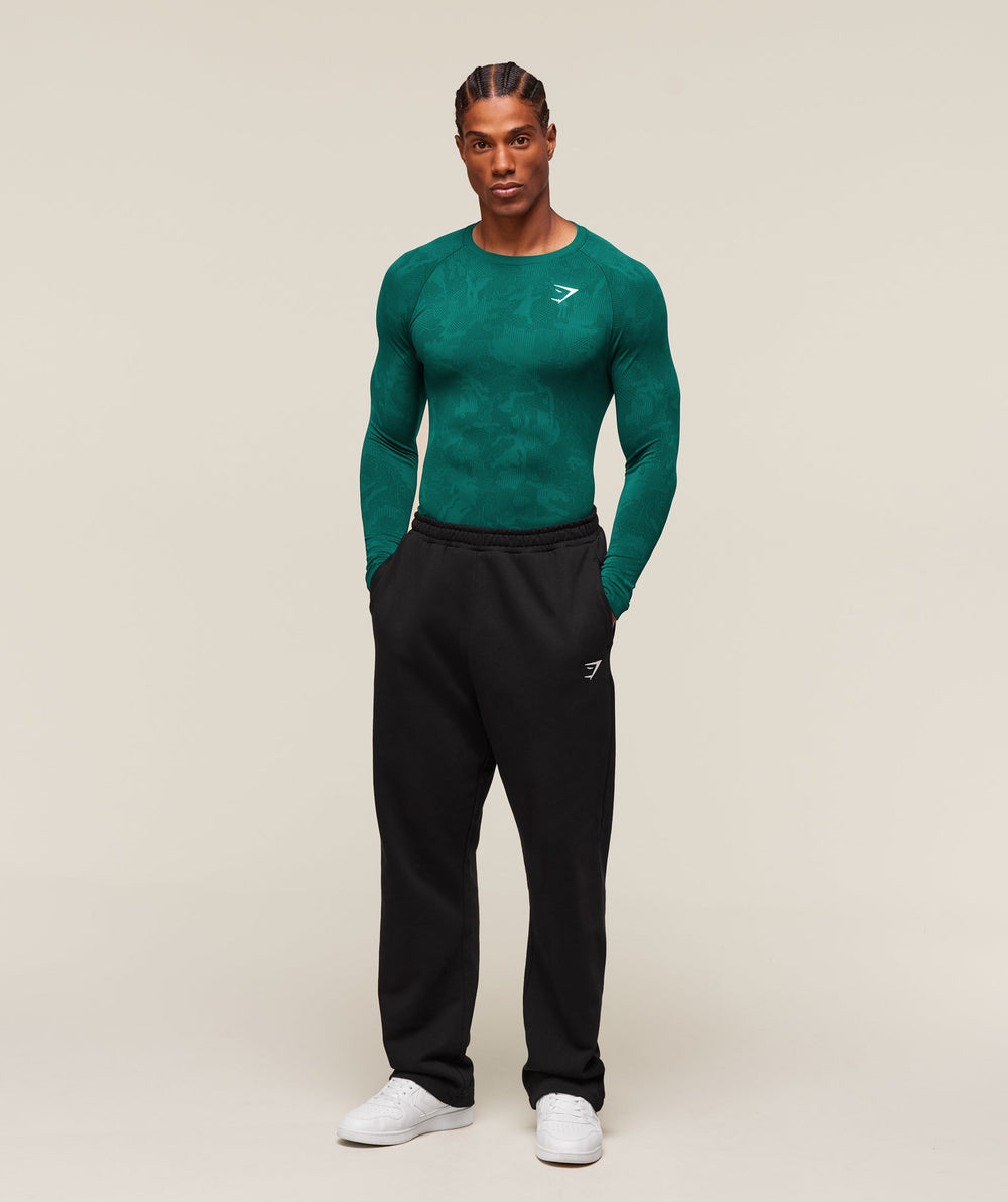 Geo Seamless Long Sleeve T-Shirt Motivate Teal/Strong Teal
