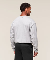 Worn Graphic Long Sleeve T-Shirt Light Grey Core Marl