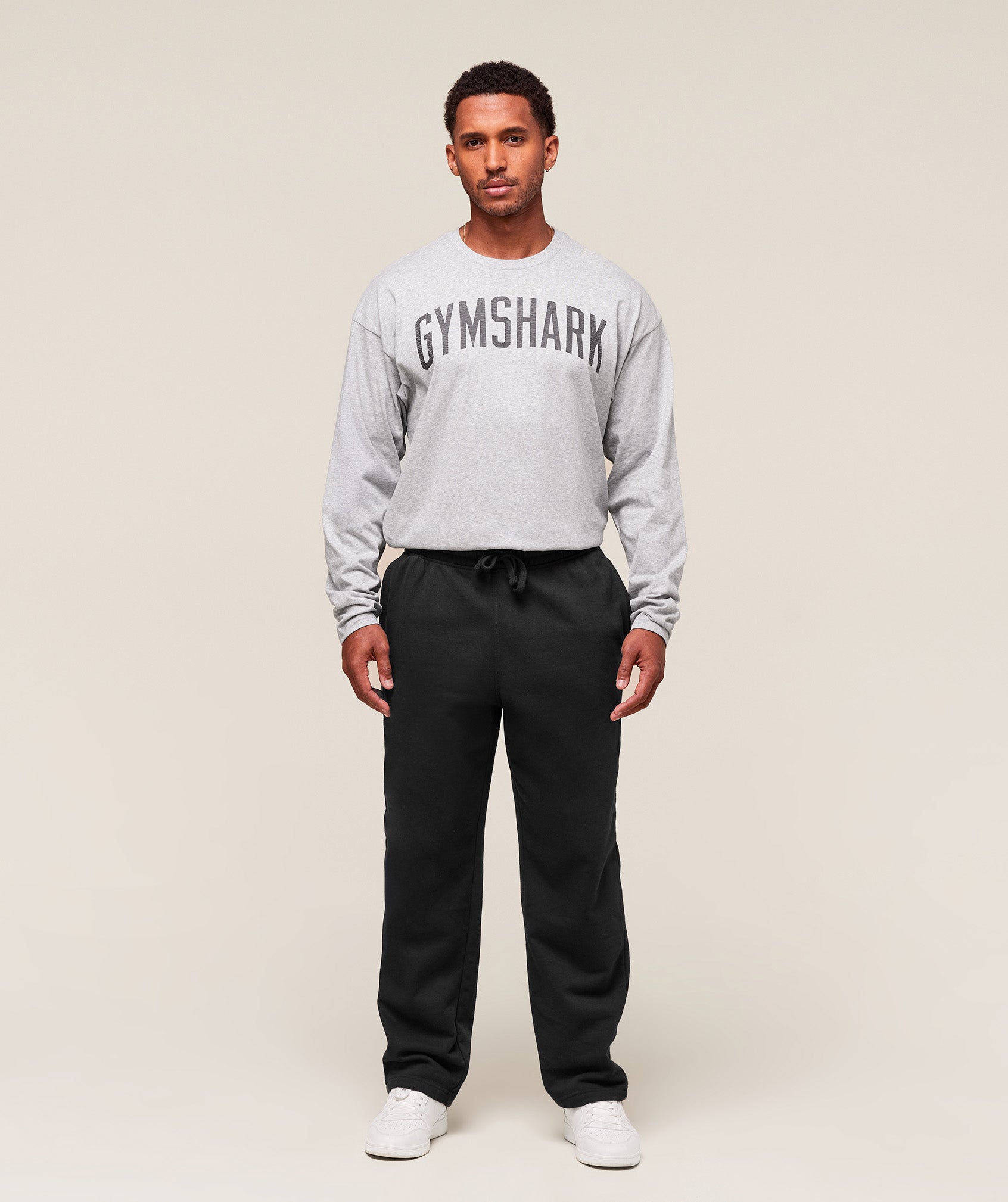 Worn Graphic Long Sleeve T-Shirt Light Grey Core Marl