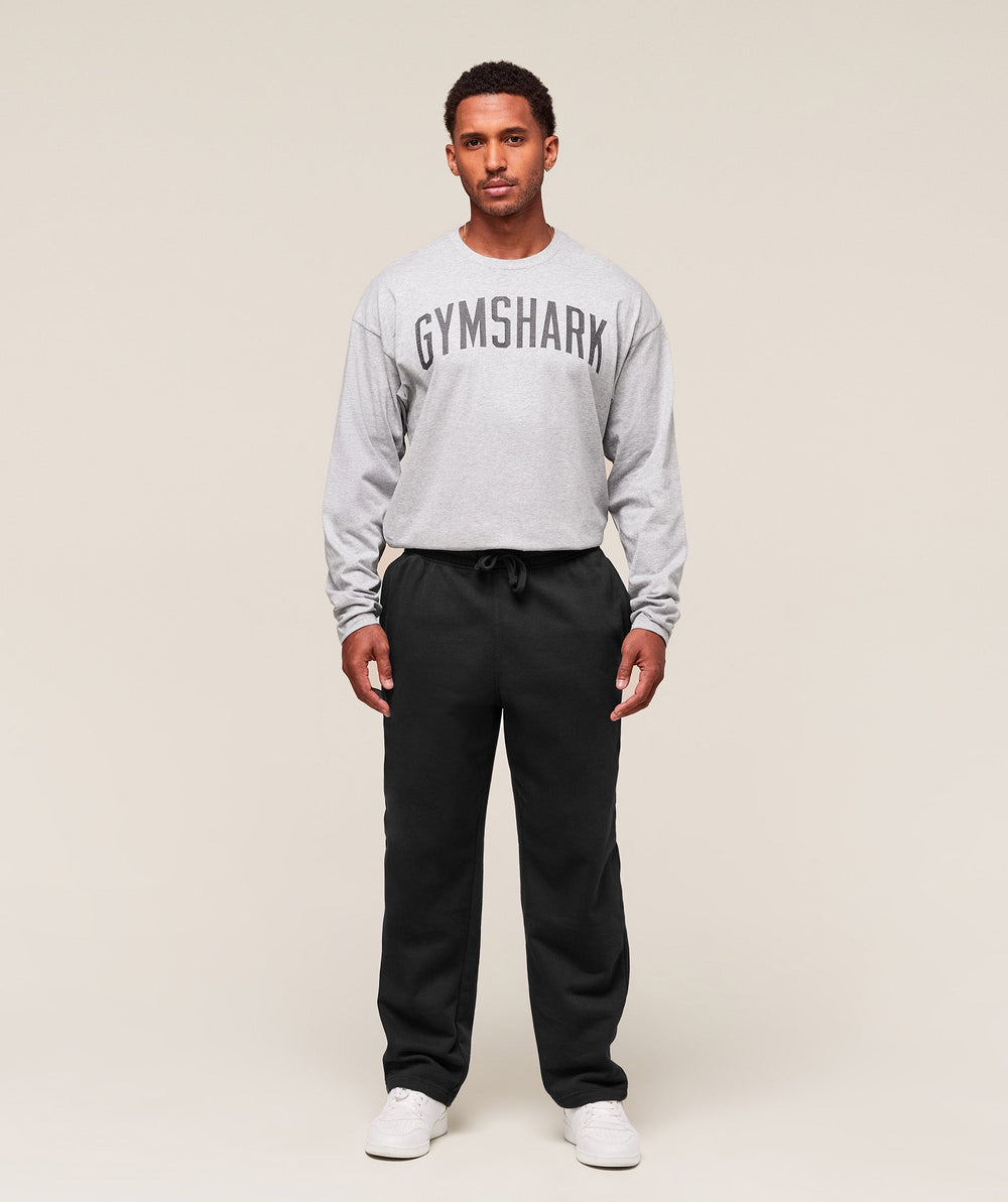 Worn Graphic Long Sleeve T-Shirt Light Grey Core Marl
