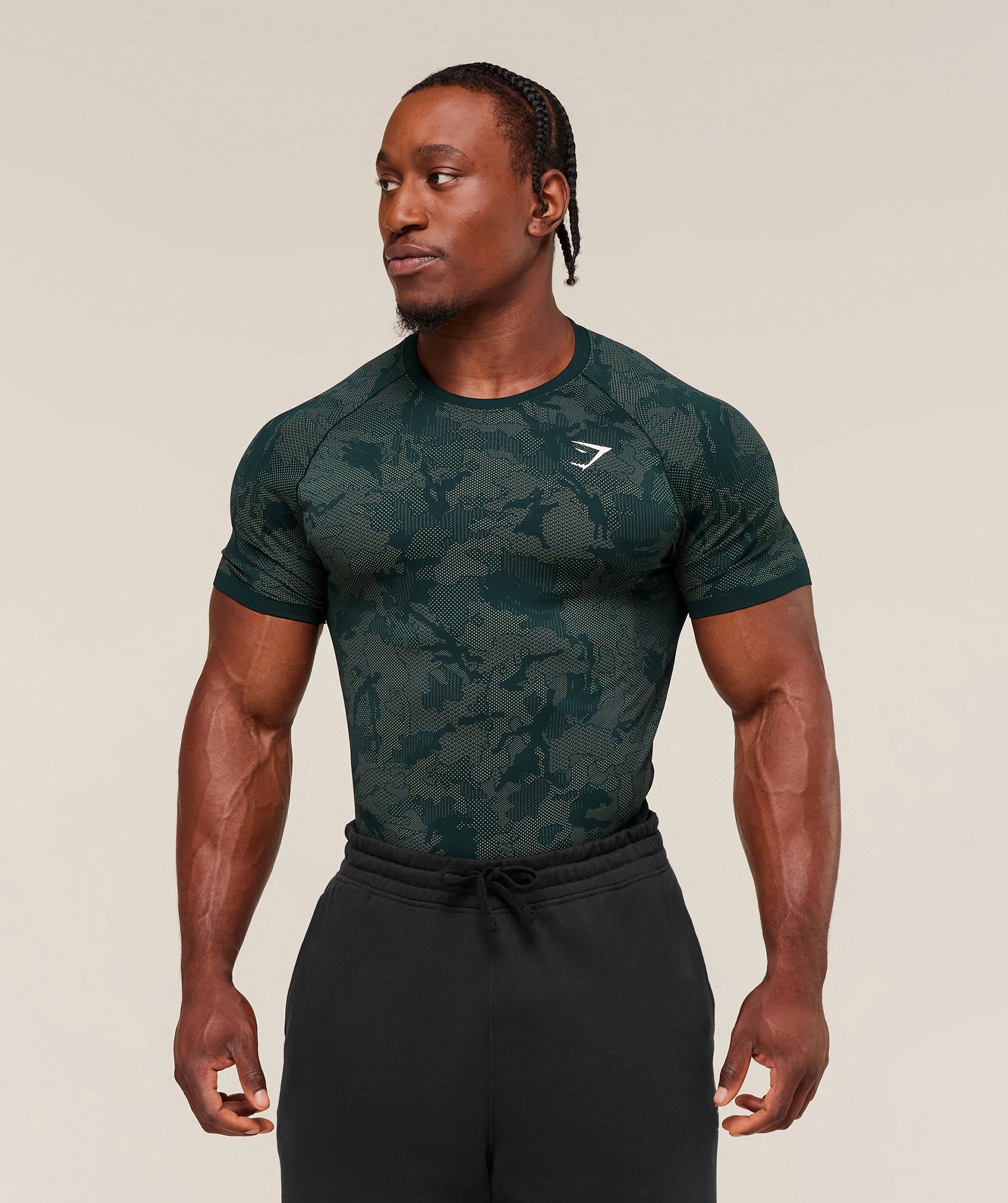 Geo Seamless T-Shirt Deep Petrol Blue/Unit Green