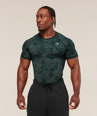Geo Seamless T-Shirt Deep Petrol Blue/Unit Green