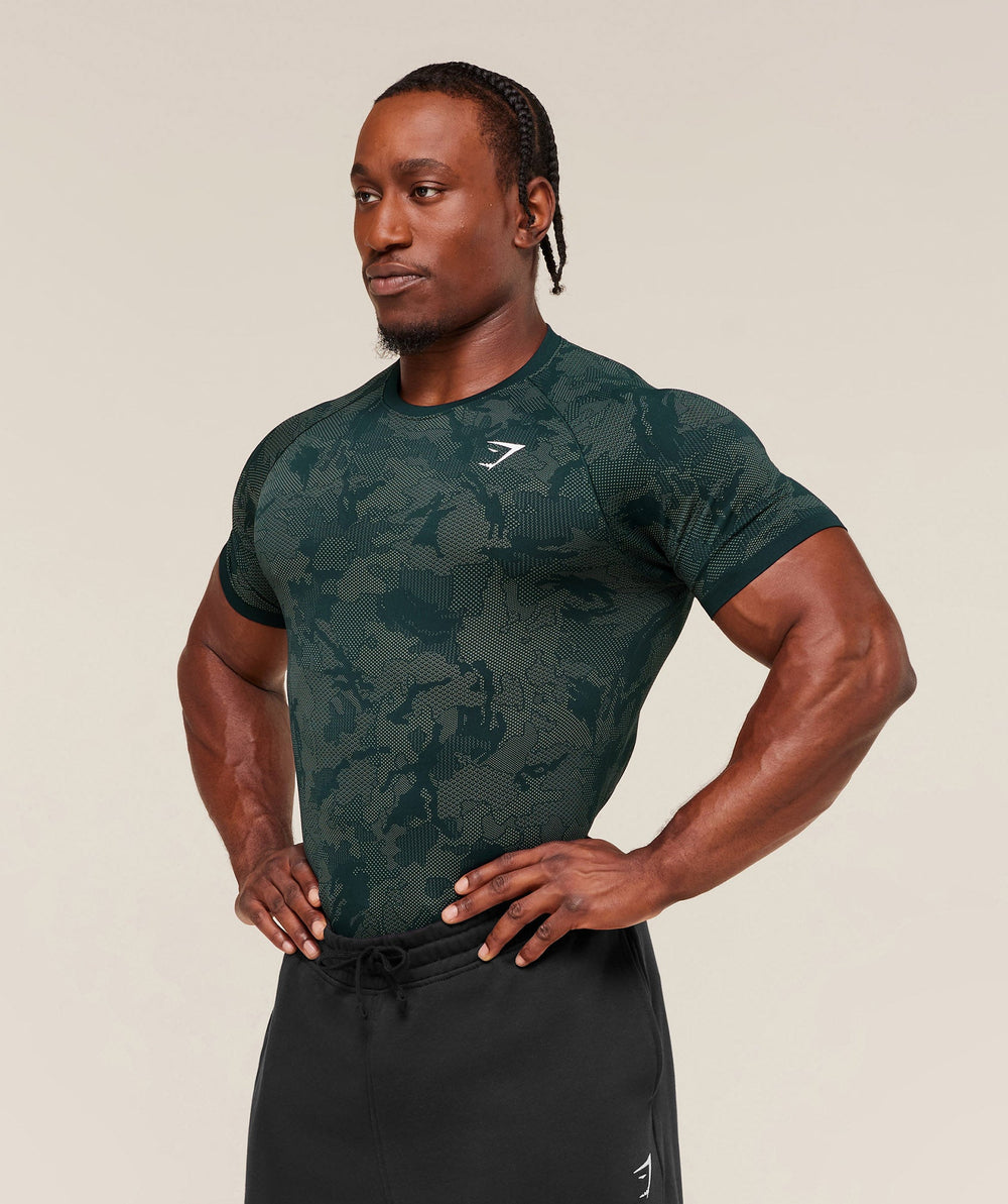 Geo Seamless T-Shirt Deep Petrol Blue/Unit Green