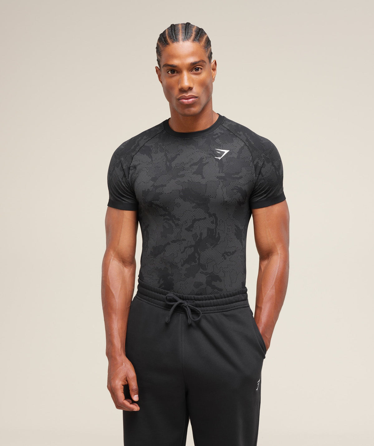 Geo Seamless T-Shirt Black/Charcoal Grey