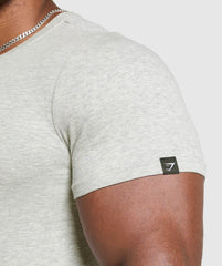 Ribbed T-Shirt Stone Grey Marl
