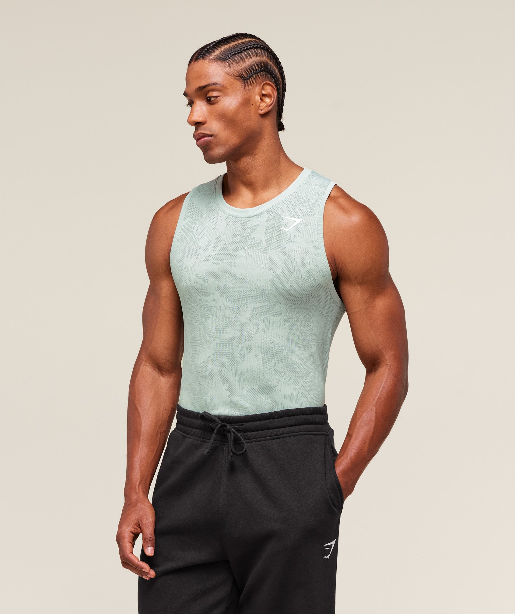 Geo Seamless Tank Morning Blue/Celeste Blue