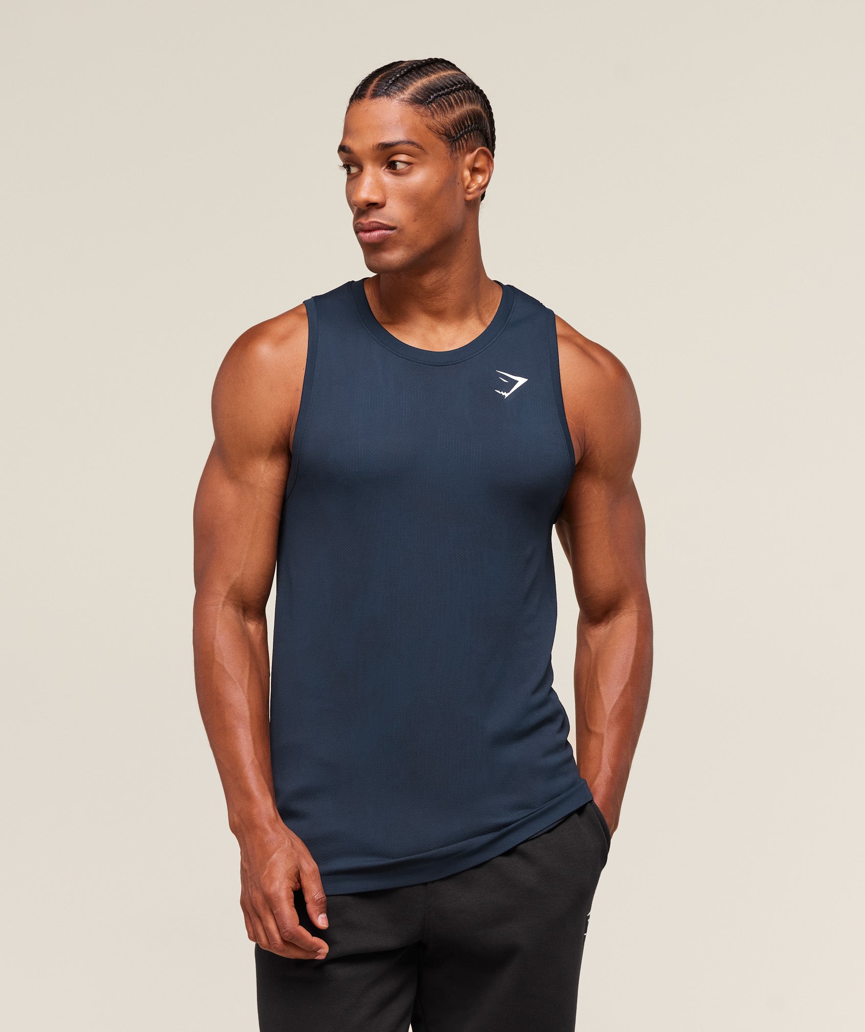 Geo Seamless Tank Navy/Heavy Blue