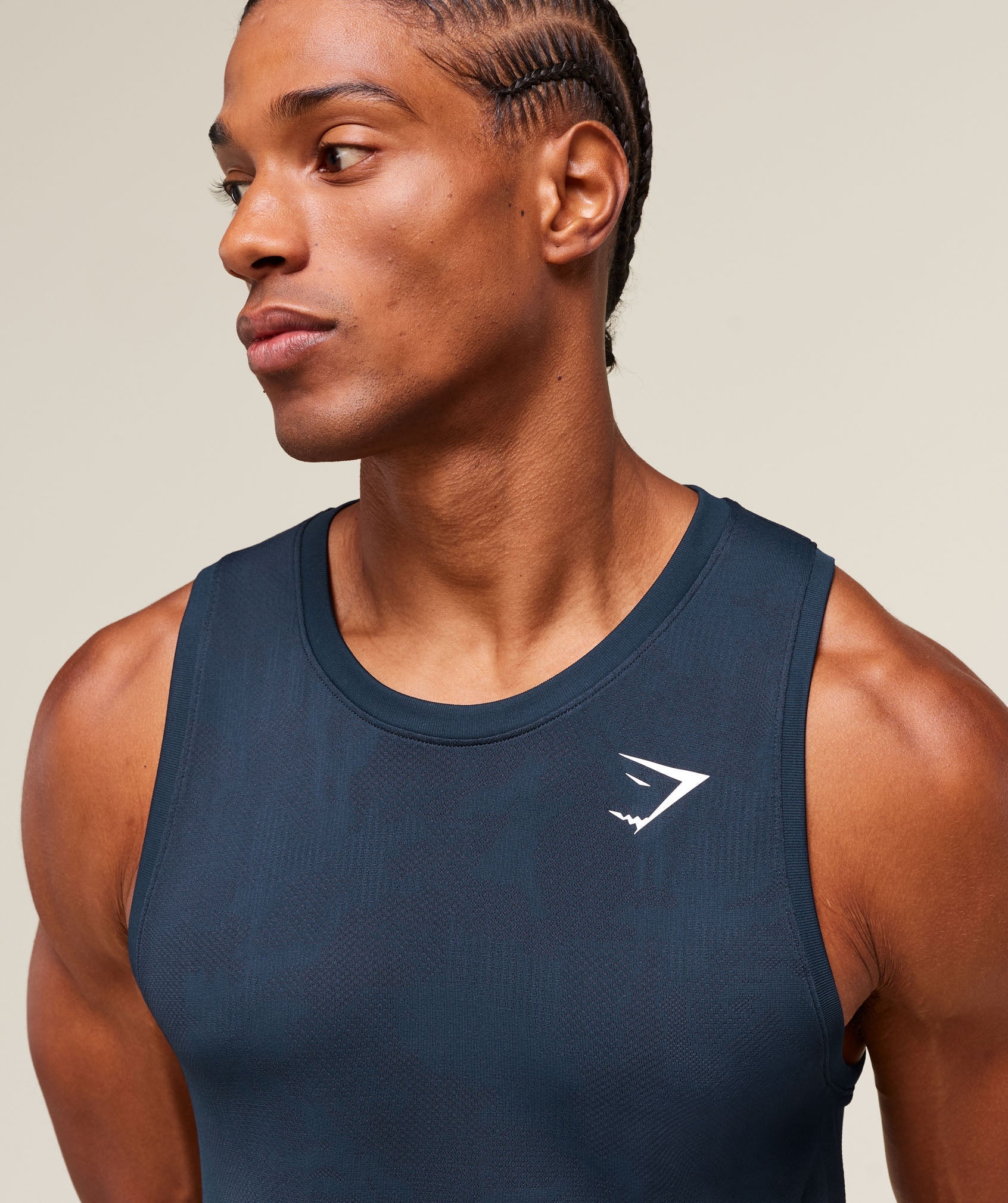 Geo Seamless Tank Navy/Heavy Blue