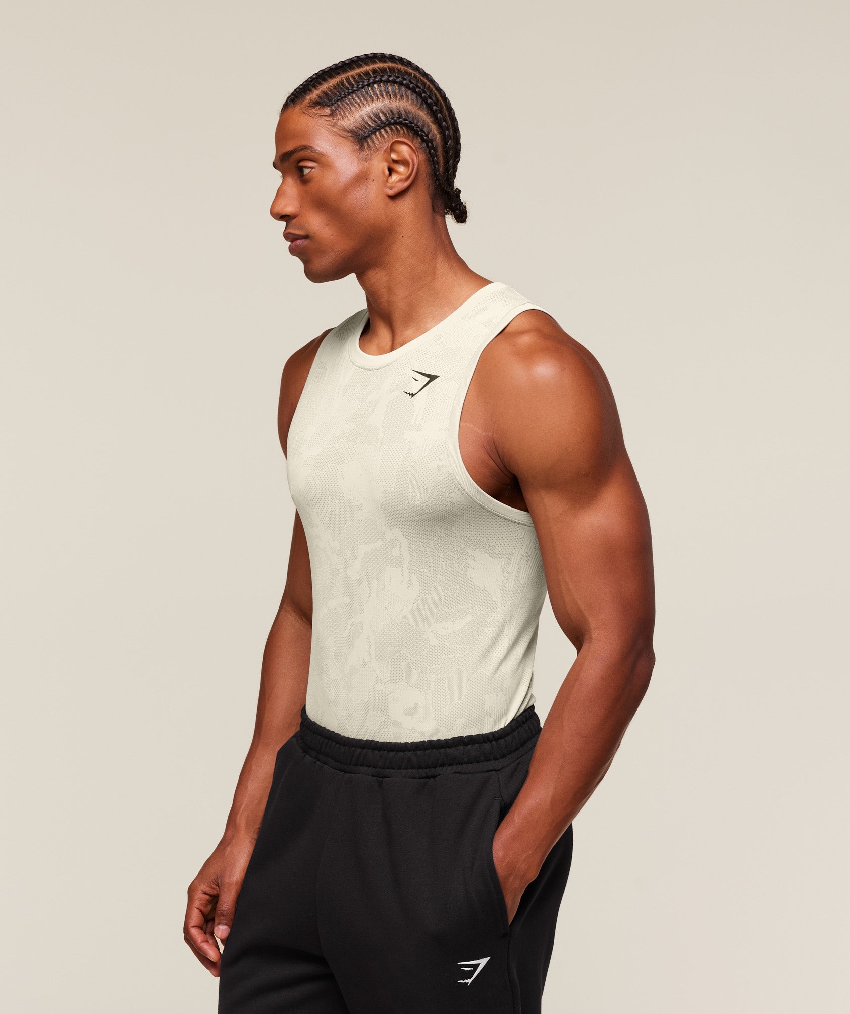 Geo Seamless Tank Pebble Grey/Cement Brown