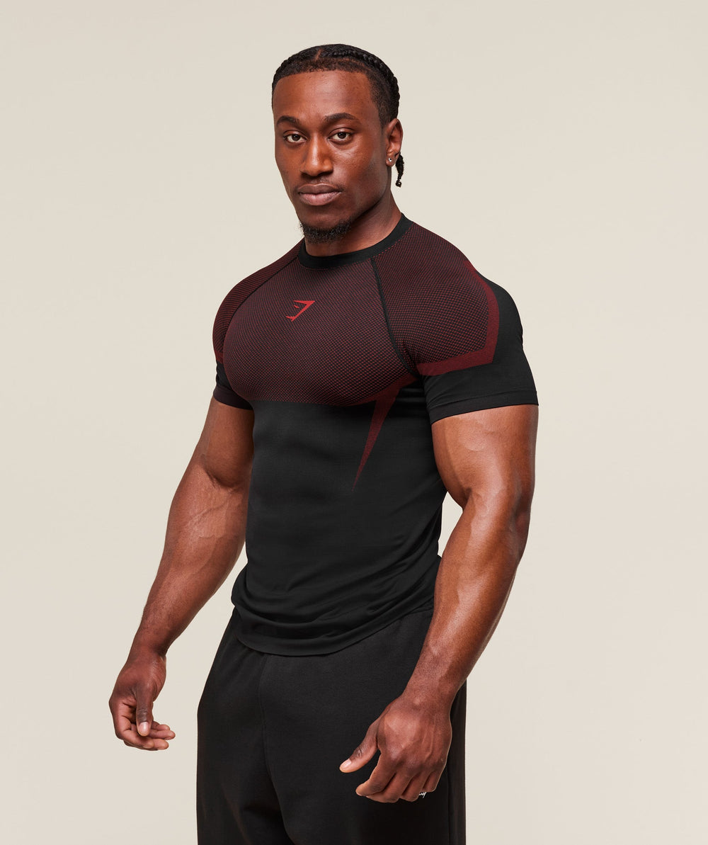 Onyx 5.0 Seamless T-Shirt Black/Carmine Red