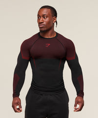 Onyx 5.0 Seamless Long Sleeve T-Shirt Black/Carmine Red